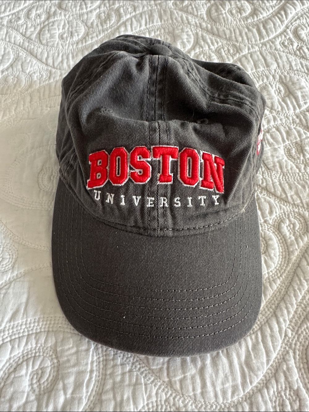 Boston University Embroidered Baseball Cap - Charcoal & Red